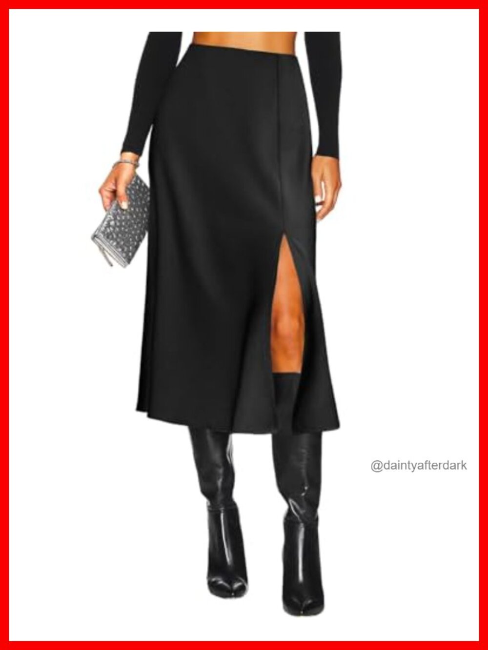 High Waisted Midi Skirt with Side Slit Satin A-Line Leopard Print